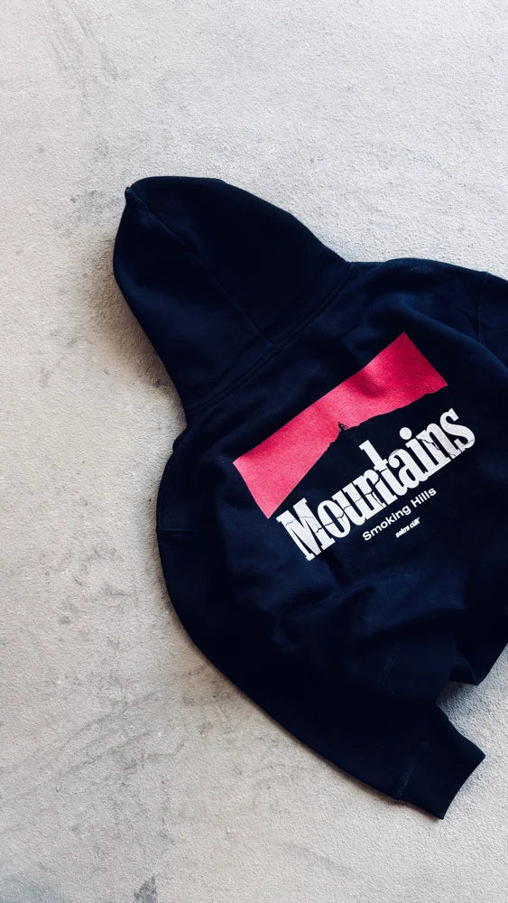 MOUNTAINS BOXY HOOD - BLACK