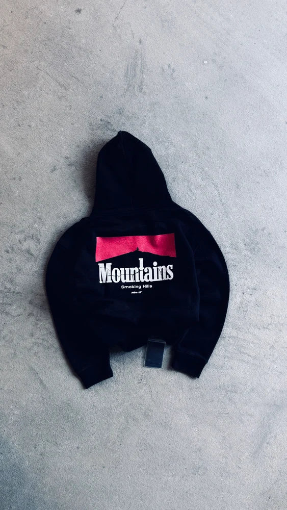 MOUNTAINS BOXY HOOD - BLACK
