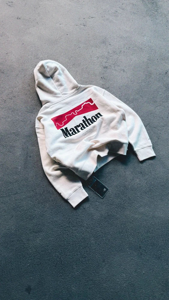 MARATHON BOXY HOOD - AGED WHITE